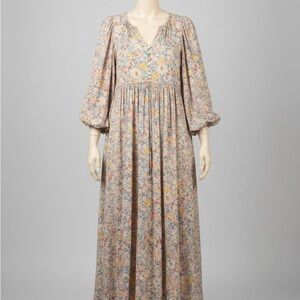 THE GREAT. Pastel Floral Maxi Dress